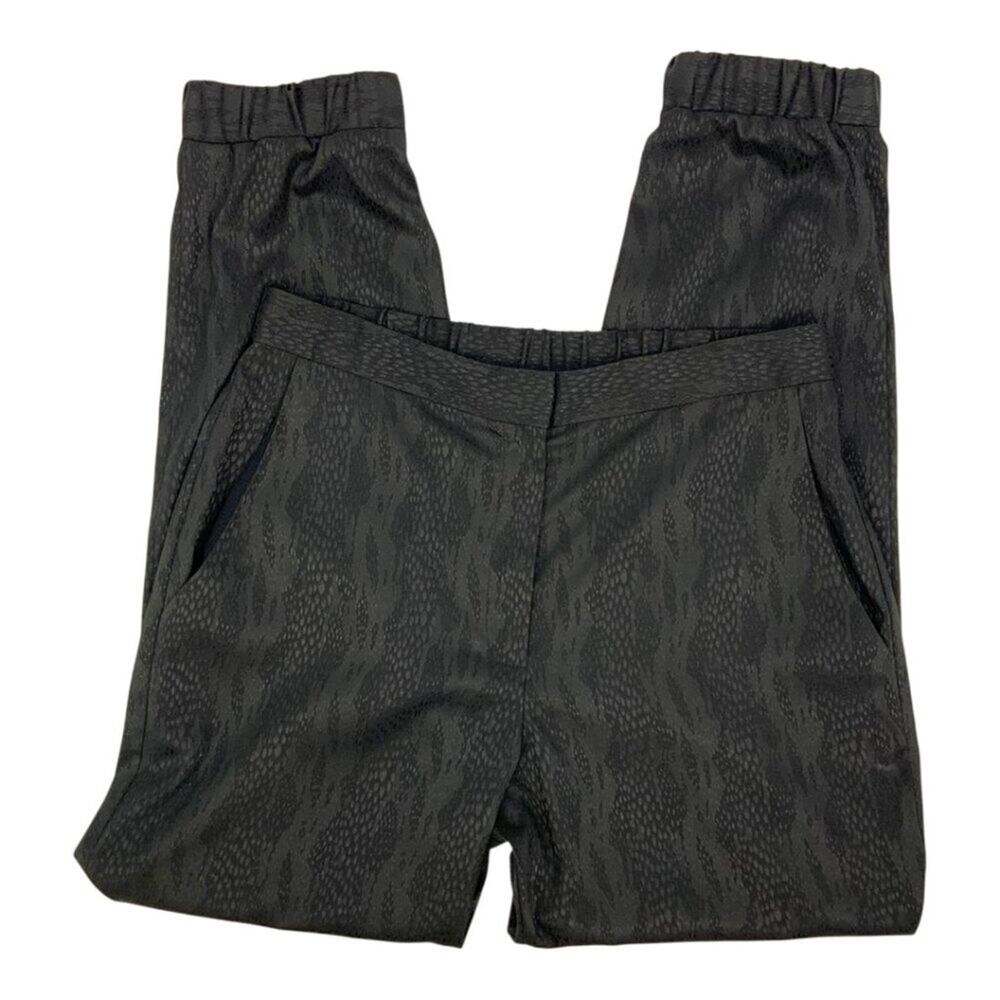 WAYF Black Satin Animal Print Ankle Length Jogger Pants Size Medium